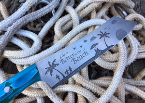 Life is Better on the Beach Buccaneer style Nautical Themed Chef Knife