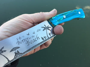 Life is Better on the Beach Buccaneer style Nautical Themed Chef Knife