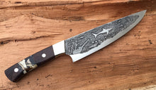 Load image into Gallery viewer, Shark and Shipwreck Nautical Themed Chef Knife