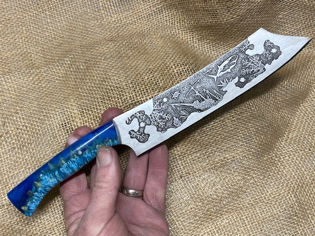 DIY Shark Themed Knife  Part 2: Beveling, Metal Etching, and Scale  Mounting 
