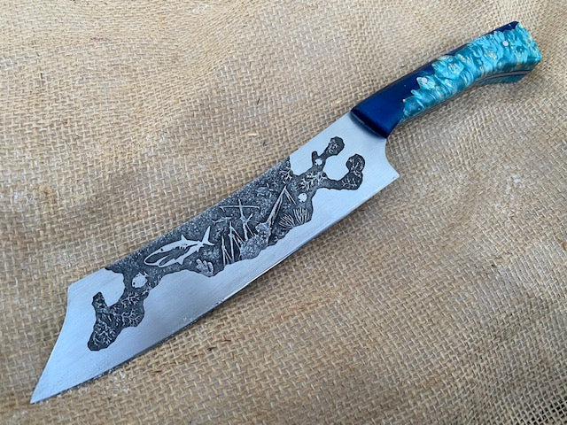 DIY Shark Themed Knife  Part 2: Beveling, Metal Etching, and Scale  Mounting 