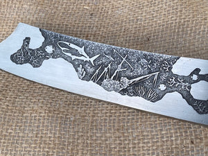 Buccaneer style Shark and Shipwreck Themed Chef Knife