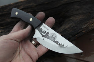 Custom Two Tone Etched Hunting Knife